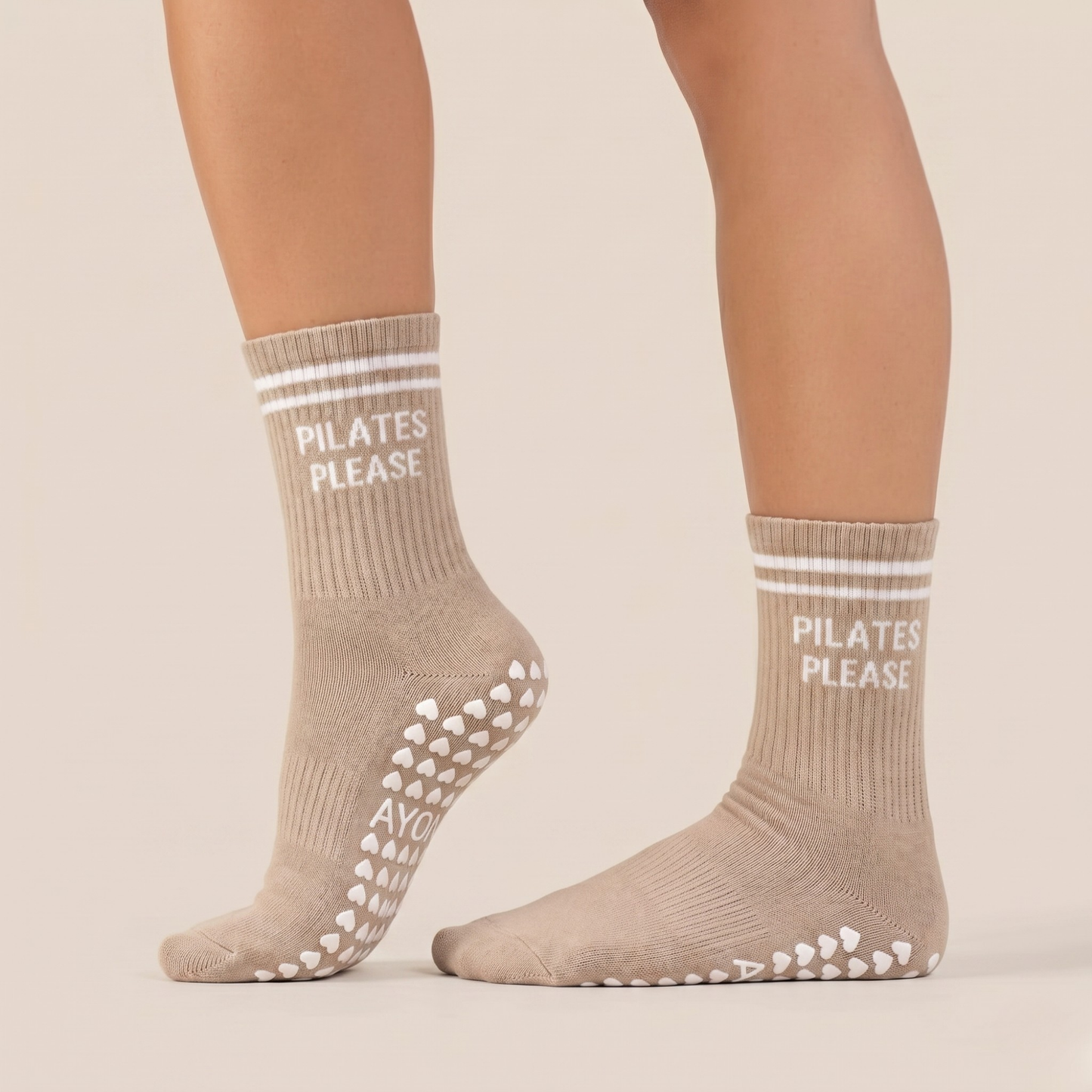 Chaussettes antidérapantes – Marron clair
