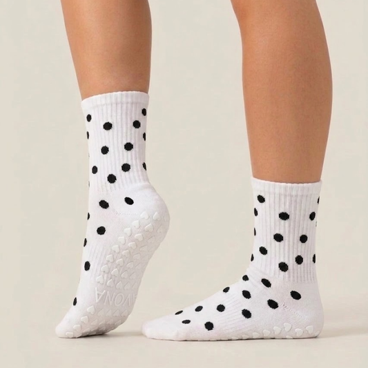 Chaussettes antidérapantes – Blanche à Pois Noir