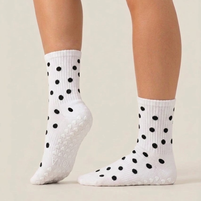 Chaussettes antidérapantes – Blanche à Pois Noir