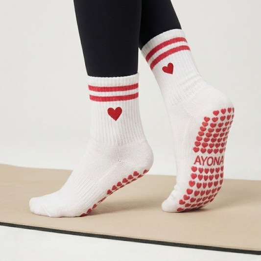 Chaussettes anti-dérapantes – brodé coeur