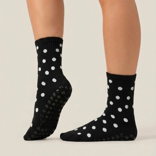 Chaussettes antidérapantes – Pois blancs